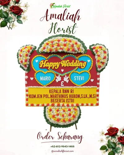 Karangan Papan Bunga Pernikahan di Segoroyoso